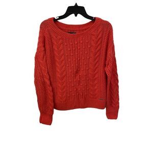 Abercrombie & Fitch Women's Long Sleeve Cable Knit Sweater. Red. Medium. Cute.
